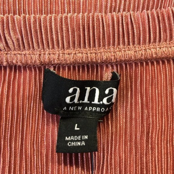 a.n.a Blouse Top Shirt Off The Shoulder Metallic Rose Pink Crinkle‎ L Large - Picture 4 of 11